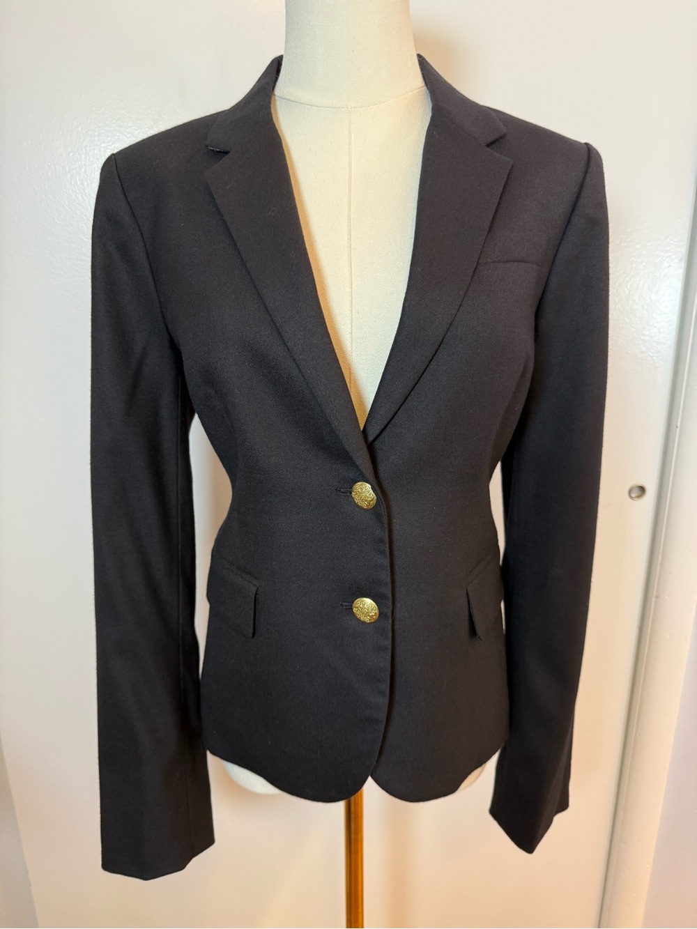 J. Crew Factory Black Tailored Women's Blazer with Gold Buttons
